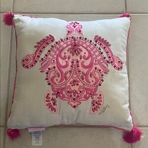 Lilly Pulitzer Beaded Pink and White Pillow